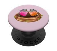 Cute baby bird in birds nest robin bird lover bird watching PopSockets Adhesive PopGrip