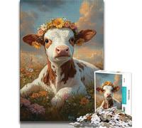 Cute Baby Calf Adult Jigsaws 1000 Pieces Difficult,Learning Educational Toys Family Games with Matching Poster And Trivia Sheet (38x26cm)