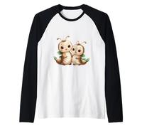 Cute Baby Caterpillars Hugging Adorable Larvae Raglan Baseball Tee