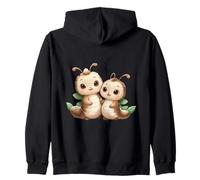 Cute Baby Caterpillars Hugging Adorable Larvae Zip Hoodie