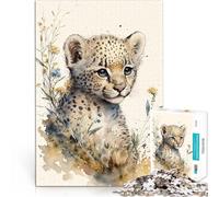 Cute Baby Cheetah PaintingJigsaws 1000 Pieces for teenagers Learning Educational Toy is ideal as a gift for the whole family 38x26cm