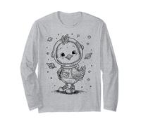 Cute Baby Chicken Astronaut Space Explorer Cartoon Long Sleeve T-Shirt