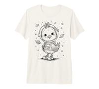 Cute Baby Chicken Astronaut Space Explorer Cartoon Premium T-Shirt