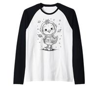 Cute Baby Chicken Astronaut Space Explorer Cartoon Raglan Baseball Tee