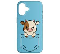 Cute Baby Cow Pocket Pal Calf Funny Cow Farm Animal Case for iPhone 16