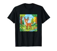 Cute Baby Deer Woodland Forest Spring Scene T-Shirt