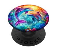 Cute Baby Dolphins and Flowers PopSockets Adhesive PopGrip