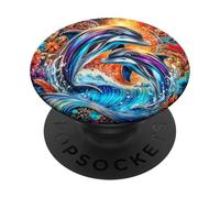 Cute Baby Dolphins and Flowers PopSockets Adhesive PopGrip