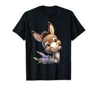 Cute Baby Donkey Peeking with Lavender Design T-Shirt