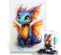 Cute Baby Dragon Drawing Jigsaw Puzzles for Adults 1000 Piece Mindful Game Clean Cut Happy Challenge Birthday Present (38x52cm)