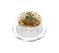 Cute Baby Dragon Reading Book Fall Autumn Pumpkin Aesthetic PopSockets PopGrip for MagSafe