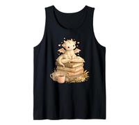 Cute Baby Dragon Reading Books Coffee Lover Fantasy Design Tank Top