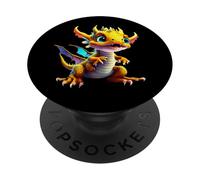 Cute Baby Dragon with Big Eyes Fantasy Cartoon Style PopSockets Adhesive PopGrip