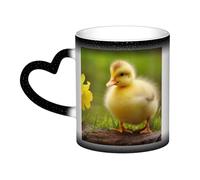 cute baby ducks Coffee Mug with Handle 11 Oz, Color Changing Cups In The Sky, Heat Sensitive Magic Funny Art Mug, Unique Coffee Tea Cup Porcelain Mugs Gift for Women Men Black