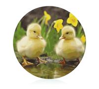 Cute Baby Ducks Cutting Board, 8" Sublimation Glass Chopping Board Round Cutting Boards for Kitchen Decor, Anti Slip Heat Resistant Glass Plate for Countertop