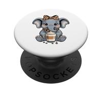 Cute Baby Elephant Coffee Lover Latte Art PopSockets Adhesive PopGrip