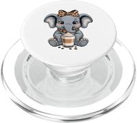 Cute Baby Elephant Coffee Lover Latte Art PopSockets PopGrip for MagSafe