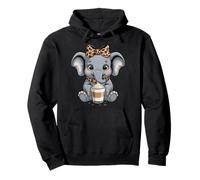 Cute Baby Elephant Coffee Lover Latte Art Pullover Hoodie