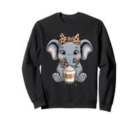 Cute Baby Elephant Coffee Lover Latte Art Sweatshirt