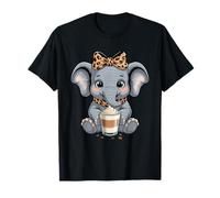 Cute Baby Elephant Coffee Lover Latte Art T-Shirt