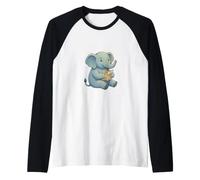 Cute Baby Elephant Reading Map Travel Adventure Explorer Raglan Baseball Tee