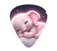 Cute Baby Elephant Sleeping Pink Moon Wzywhj Prints Abs Guitar Picks 12 Piece, Easy Grip Uke Picks For Your Bass, Ukulele, Acoustic Or Electric Guitar