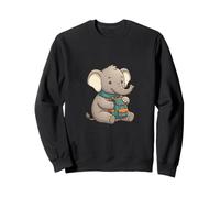 Cute Baby Elephant with Backpack Hiking School Adventure Sweatshirt
