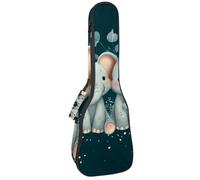 Cute Baby Elephants with Flowers and Leaves on Teal Background Ukulele Case, Padded Bag for 23 Inch Concert Ukulele, Waterproof & Durable