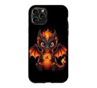 Cute Baby Fire Dragon Chibi Flame Black Orange Fantasy Case for iPhone 11 Pro
