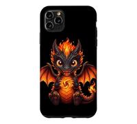 Cute Baby Fire Dragon Chibi Flame Black Orange Fantasy Case for iPhone 11 Pro Max