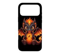 Cute Baby Fire Dragon Chibi Flame Black Orange Fantasy Case for iPhone 17 Pro Max