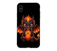 Cute Baby Fire Dragon Chibi Flame Black Orange Fantasy Case for iPhone XS Max