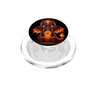 Cute Baby Fire Dragon Chibi Flame Black Orange Fantasy PopSockets PopGrip for MagSafe