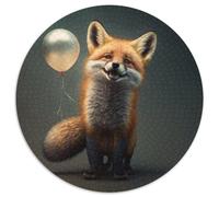 Cute Baby Fox Jigsaw Puzzles 1000 Pieces for Adults Round Puzzle 1000 Pieces Jigsaw High-Difficulty Brain Teaser for Teenagers 67.5x67.5cm