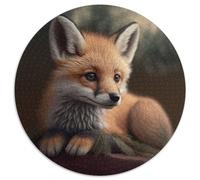 Cute Baby Fox Jigsaw Puzzles for Adults, 1000 Piece 1000 Piece Round Jigsaw Puzzle Brain Teaser Game, Interactive Family Game, Suitable for Ages 14+ 67.5x67.5cm