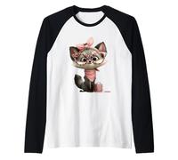 Cute Baby Fox Kawaii Girly Character Stylish Animal Graphic Raglan Baseball Tee