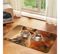 Cute Baby Fox print Cats Pet Bowl Placemat Pet Feeding Mats for Dogs, Non-Slip PU Leather Tablecloth for Pets