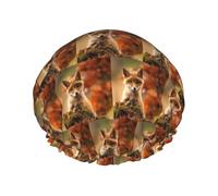 Cute Baby Fox Printed Reusable Shower Hats, Double Layer Headgear For Spa And Salon, Large Hair Wrap