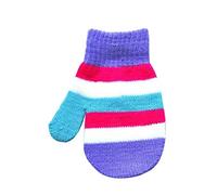 Cute Baby Girls Boys Unisex Toddler Babies Childrens Kids Essentials Warm Winter Knit Knitted Magic Stay On Mitts Shower Christmas Gift Mittens Gloves 6 9 12 months 1 2 Years Stripes (Purple)