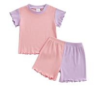 Cute Baby Girls Summer Outfits Strawberry Bow Stripe Print Flying Sleeve Tank Tops Ruffle Elastic Waist Shorts Kid Set 2pcs Toddler Girl Cotton Casual Sets