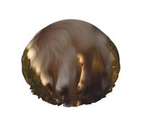 Cute baby goat Printed shower cap, reusable, specially designed for women's long hair, double-layer structure, suitable for bathing.