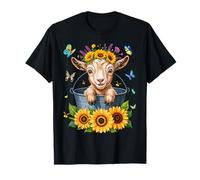 Cute Baby Goat Sunflowers in Bucket Calf Farm Design T-Shirt
