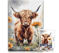 Cute Baby Highland Cattle Jigsaw 1000 Pieces for Teenagers Educational Play for Skill Growth for Special Moments Size 50x75cm
