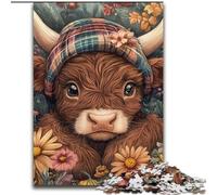 Cute Baby Highland Cow 1000 Pieces Jigsaw Puzzles for Adults And Teens, Fun Games Wall Decoration Unique Birthday And Xmas Gifts 50x75cm