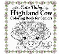 Cute Baby Highland Cow Coloring Book for Seniors