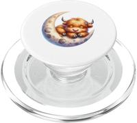 Cute Baby Highland Cow Sleeping on the Moon Heifer Farm PopSockets PopGrip for MagSafe