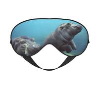 Cute Baby Hippos Double-Sided Silk Sleep Mask, Adjustable Light Blocking Eye Mask for Travel, Men & Women, Soft Comfortable Blindfold 20x10cm