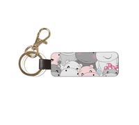 Cute Baby Hippos, PU Leather Keychain, Keychains Keyring Key Chain Ring 1 pc