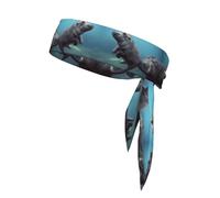 Cute Baby Hippos Unisex Sports Head Tie - Double-Sided, Moisture-Wicking Workout Headband, Adjustable Knotted Band for Running, Yoga & Gym