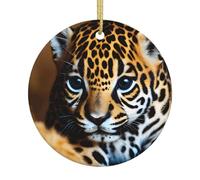 Cute Baby Jaguar 1 Print Christmas Tree Hanging Ornament,Ceramic decor,Round Porcelain Pendant Xmas